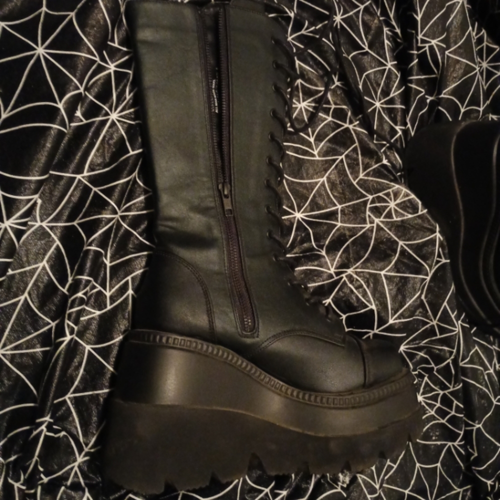 Demonia Black Platform Lace-Up Boots